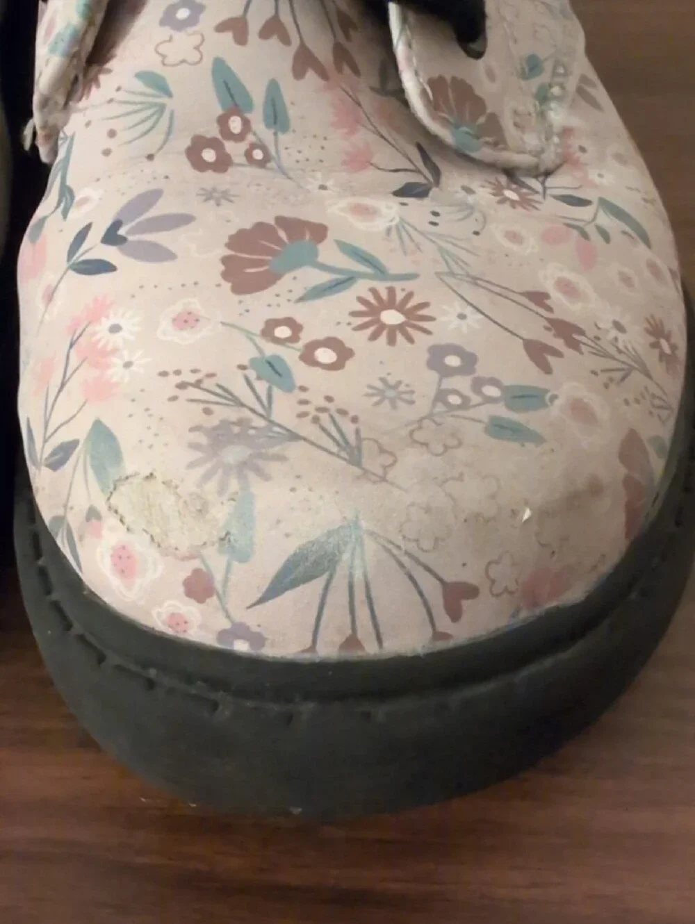 Kids Floral Lace-Up Ankle Boots in Light Pink Size 2